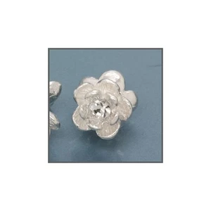 2 Silver Rose Flower Spacer Beads w/Swarovski 6mm 51442 - Picture 1 of 2