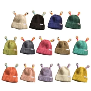 Crochet Soft Skull Cap Autumn Winter Warm Hat Cartoon Eyes Hat Party Headwear - Picture 1 of 22