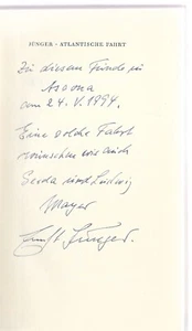Ernst Jünger Atlantische Fahrt 8-zeilige EWidmung von Jünger 1948 ERSTAUSGABE - Bild 1 von 3