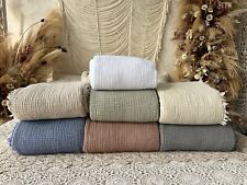 100% Soft 4 Layer Gauze Blanket, Cotton Muslin Bedcover, Boho Throw Blanket