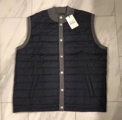 Chaleco Barbour Para Hombre Textura Bloqueada Azul Marino Gris $150 Nuevo Foto 1 de 3