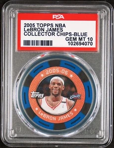 2005 Topps LeBron James NBA Collector Poker Chips BLUE PSA 10 MINT Cavs Lakers - Picture 1 of 3