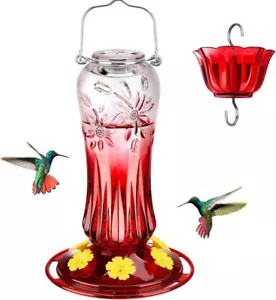 Glass Hummingbird Feeders for Outdoors Hanging, Hummingbird Nectar Feeder wit... - Picture 1 of 8