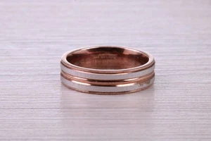 5 mm Wide Two Tone White and Rose Gold Band - Picture 1 of 6