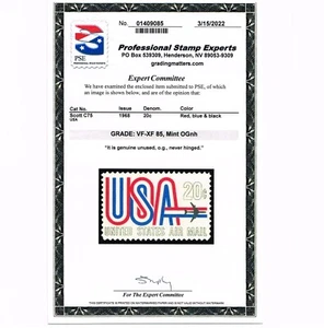 EXCEPTIONAL GENUINE SCOTT #C75 MINT OG NH BRIGHT BLUE PSE CERT GRADED VF-XF 85 - Picture 1 of 3