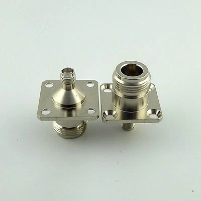 N Female to SMA Female Jack 4 Hole Flange Panel Mount Chassis RF Coaxial Adapter - Image 1 of 4