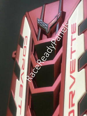 2020 CORVETTE C8 ENGINE COVER EDGE RED CARBON FLASH WHITE CARBON FIBER RAILS - Image 1 of 4