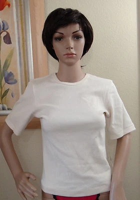 NANCY KING Punto Acanalado Marfil Natural Manga Corta Ropa de Dormir Pijama Camiseta, S, M Foto 1 de 3
