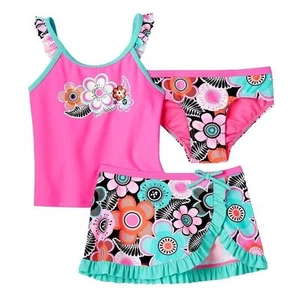 ZeroXposur 3-pc. Tankini Flower Swimsuit Set & goggles - Girls K28342 BARBIE - Picture 1 of 1