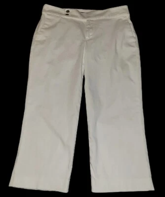 Pantalones de vestir capri de tiro medio elásticos blancos Chaps para mujer talla 6 Foto 1 de 4