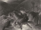 DOGS. The death of the stag-Landseer c1870 old antique vintage print picture