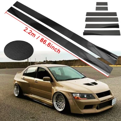 Carbon Fiber 86.6inch Side Skirt Extensions Rocker Panel For Mitsubishi Galant - Image 1 of 4