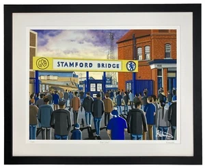 Chelsea, Retro Stadium. Limited Edition Framed Football Art Print (20" x 16") - Picture 1 of 9