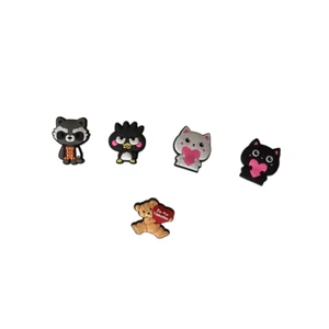 Animal Characters Set of 5 Charms for Crocs Kittens Racoon - Picture 1 of 7