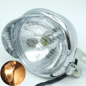 Universal 5"Motorcycle Headlight Head Bulb Lamp Waterproof CHROME Motorbike  12V - Picture 1 of 8