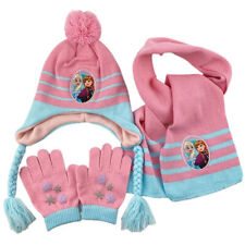 Frozen Beanie Hat Scarf Gloves Set Kids Girl Child Elsa Anna Winter Gift 3Pcs·