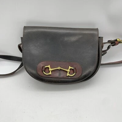 Bandolera vintage con hebilla de cuero oscuro caballo luna ecuestre Foto 1 de 4