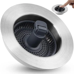 3 in 1 Kitchen Sink Strainer Stopper Combo,Pop Up Drain Basket with Foldable Rod - Picture 1 of 44