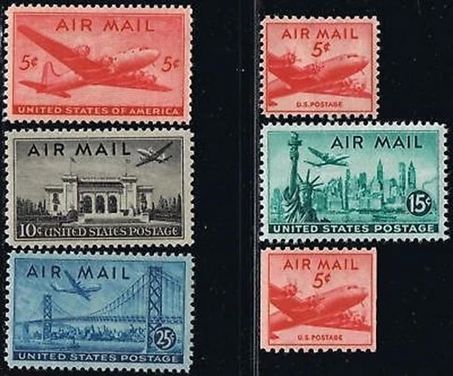 US Scott # C32 through C37 1946-47 Airmails MNH - Image 1 of 1