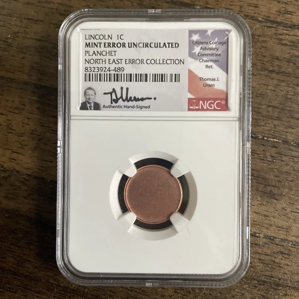 Lincoln 1C North East Error Collection Mint Error Planchet Uncirculated - Signed - Image 1 of 2
