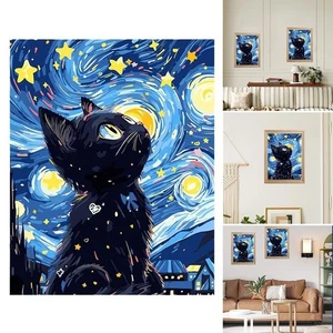 Starry Night Cat Kit DIY Diamond Art Cat 30x40cm - Bild 1 von 12