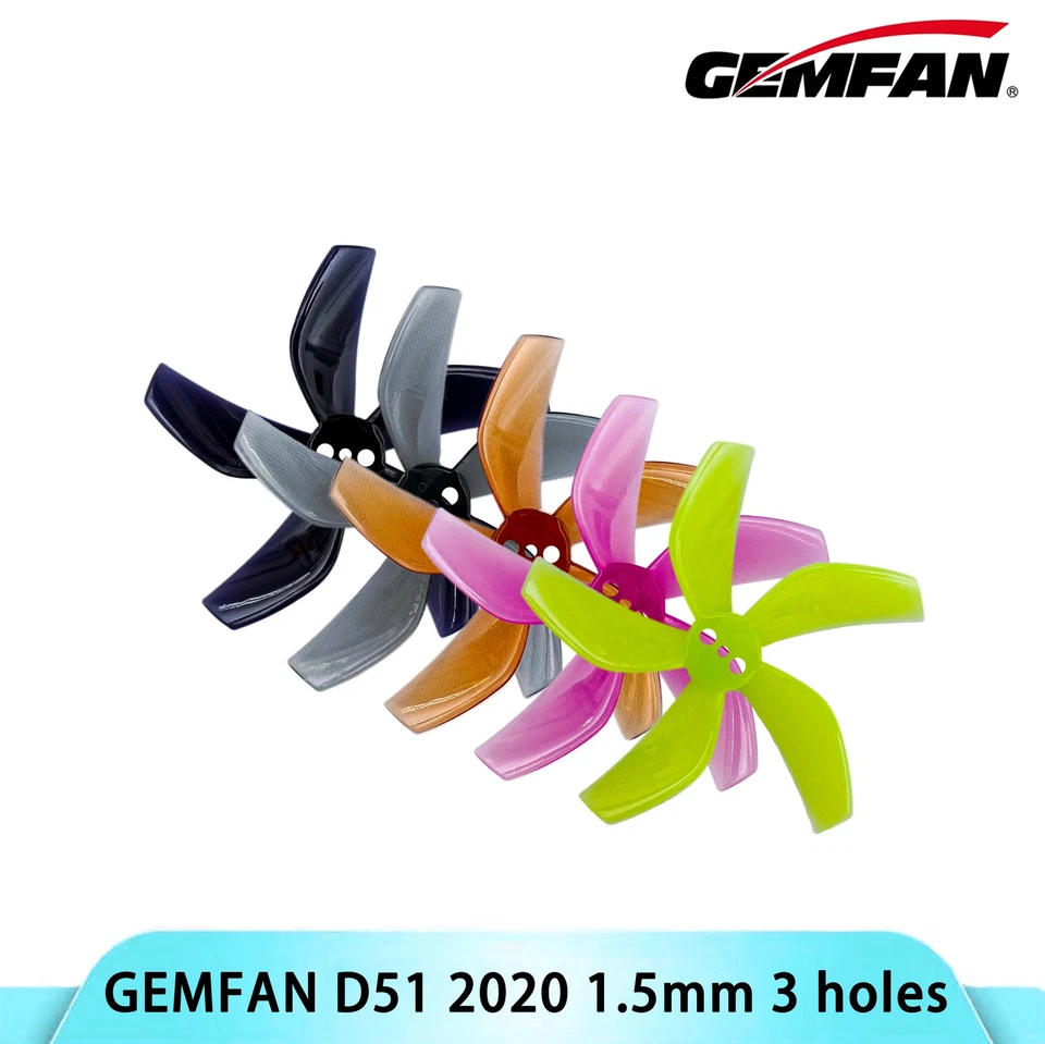 8 piezas Gemfan D51-5 accesorios Cinewhoop 2 pulgadas 51 mm 5 hojas hélice de PC para RC FPV Foto 1 de 4