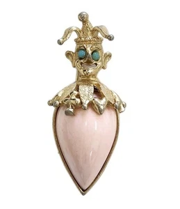 Vintage Pauline Rader Signed Faux Angel Skin Court Jester Brooch Pin Statement - Picture 1 of 7