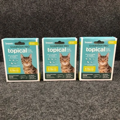 SERGEANT'S Guardian Pro Topical para gatos 6 libras + tratamiento antipulgas garrapatas paquete de 3 Foto 1 de 4