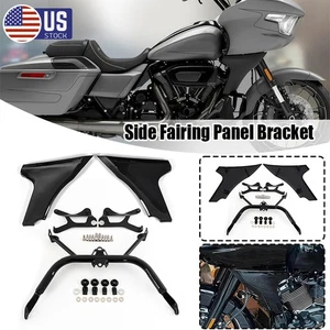 Gloss Black Side Fairing Brackets Support Fits For Harley CVO Road Glide 23-2024 - Picture 1 of 19