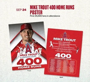 Mike Trout 400 Homerun Commemorative Poster 18x24" 09/24/2025 Giveaway LA Angels - Picture 1 of 2