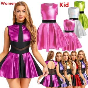 Women and Kid Halloween Cosplay Costume Metallic Patchwork Dress Sleeveless - Picture 1 of 72