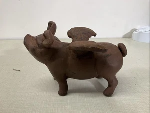 Antique Cast Iron Flying Pig Winged Figurine 6-3/4" x 3.5" x 4.6" tall - Picture 1 of 14