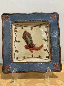 Canyon Ranch Christmas Cowboy Dinner Plate 10 inch by St. Nicholas Square Boot - Picture 1 of 7