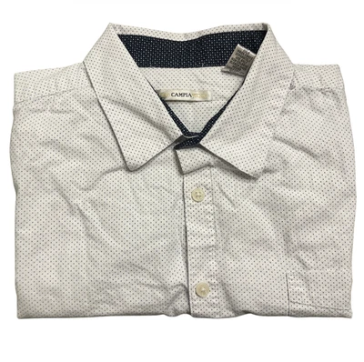 Campia Moda Men’s Short Sleeve Button Up Shirt White Small Navy Dots XL - Image 1 of 4
