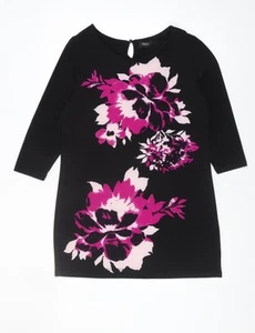 Klass Women's Black Floral Dress, Size L, Round Neck - Picture 1 of 12