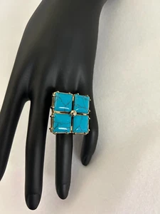Vintage Ring 4 Steine Türkis vergoldet Größe 6 - Bild 1 von 5