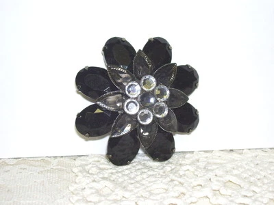 Black Gems with Faux Rhinestones Pin - Image 1 of 2