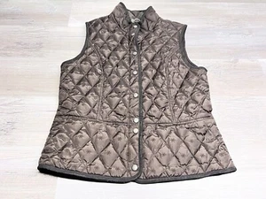 Eddie Bauer dunkelbraune gefütterte Gänsedaunenweste bestickt gesteppt Damen M Druckknopf - Bild 1 von 8