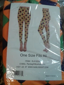 Ladies Diamond Purple Green Yellow Mardi Gras Legging Soft Knit - Picture 1 of 2