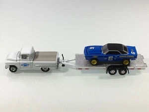 HOT WHEELS ‘59 CHEVY APACHE PICKUP ‘69 CHEVY SUNOCO CAMARO with CAR TRAILER - Picture 1 of 12