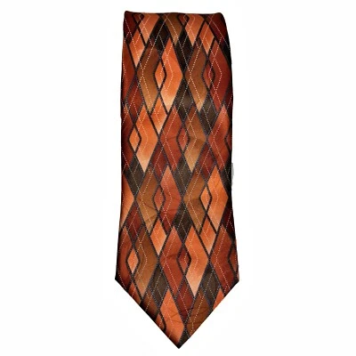 Gravata de seda masculina laranja argyle Stafford diamante roupa de trabalho preppy formal de negócios - Imagem 1 de 4