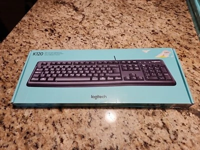 Logitech K120 Desktop Wired Keyboard Clavier USB Black NEW SEALED BOX - Image 1 of 3