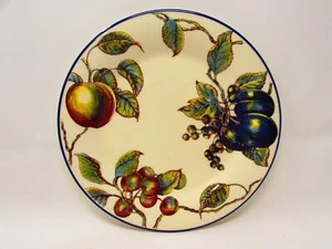 Plato de cena Macintosh by Pier 1 varias frutas adorno azul L163 - Imagen 1 de 2