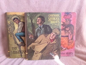 3 Classic Press Books Casebook of Sherlock Holmes The Virginian Arabian Nights - Picture 1 of 24