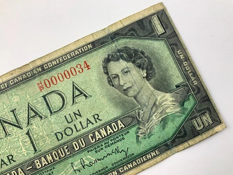 1967 Canada One 1 Dollar Low Serial Number Note #34 Beattie Rasminsky BB939 Cover