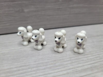 LEGO Poodle White Dog Puppy Pet Cute Collar Animal  Minifigures  Friend x 4 - Image 1 of 4