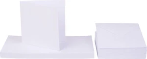 Tarjetas dobles y sobres, 50 unidades cada uno, juego de cartas, blanco, cuadrado - Imagen 1 de 1