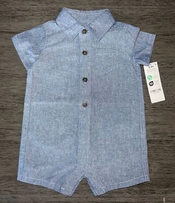Carter’s Infant Boys CUTE Cotton Romper  0 3 6 9 12 Months New - Image 1 of 4