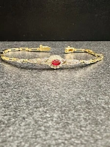 Rubin Armband in Gelbgold 750/-  mit Brillanten Artdeco - Picture 1 of 6