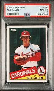 1985 TOPPS MINI # 731 NEIL ALLEN PSA 8 MAC SPOTLESS  100 MADE VERY RARE * - Picture 1 of 6